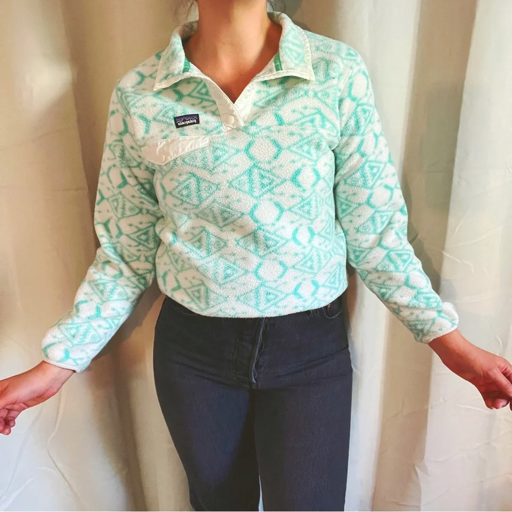❌SOLD❌ VTG Patagonia Synchilla Print Sweater Snap T - Picture 9 of 12